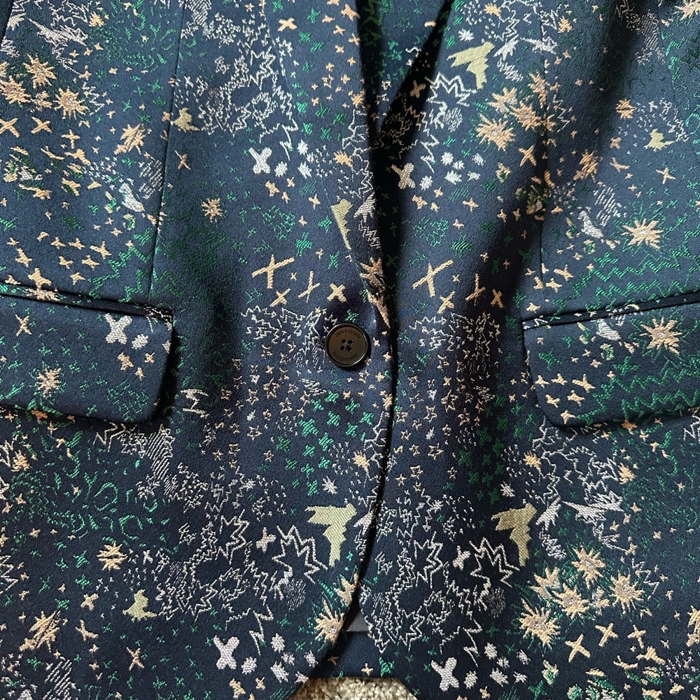 Zadig & Voltaire Blue and Gold Patterned Blazer - Picture 2 of 8